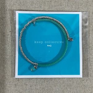 Keep Collective silver and turquoise beaded wrap bracelet, fits any wrist NIB